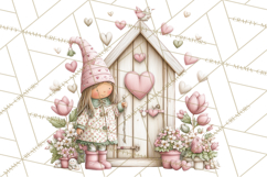 Valentine Gnome Clipart PNG, Gnome Girl Valentine Clip Art Product Image 3