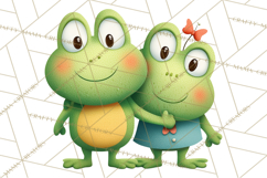 Cute Frog Couple Clipart, Baby Frogs Romantic Png Product Image 3