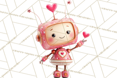 Valentine Robot Clipart PNG, Cute Valentine Robots, Kids Product Image 4
