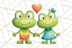 Cute Frog Couple Clipart, Baby Frogs Romantic Png Product Image 4