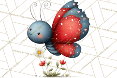 Happy Bug Friends Clipart, Ladybugs, Bees, Butterflies Png Product Image 4