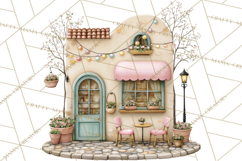 Watercolor Spring Town Clipart, Whimsical Pastel Village Product Image 4