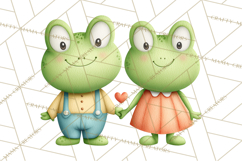 Cute Frog Couple Clipart, Baby Frogs Romantic Png Product Image 5