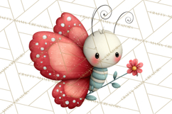 Happy Bug Friends Clipart, Ladybugs, Bees, Butterflies Png Product Image 5