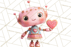 Valentine Robot Clipart PNG, Cute Valentine Robots, Kids Product Image 5