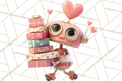 Valentine Robot Clipart PNG, Cute Valentine Robots, Kids Product Image 2