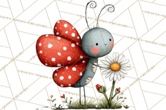 Happy Bug Friends Clipart, Ladybugs, Bees, Butterflies Png Product Image 2