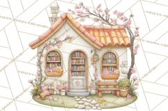 Watercolor Spring Town Clipart, Whimsical Pastel Village Product Image 2