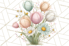 Spring Garden Animals Clipart, Cute Pastel Bunny Chick Lamb Product Image 2