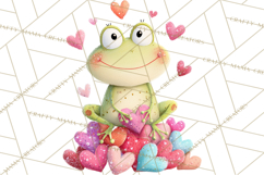 Valentine Frog Clipart PNG, Cute Valentine Frogs, Kids Product Image 2