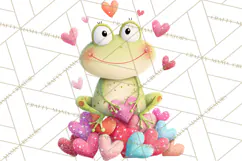 Valentine Frog Clipart PNG, Cute Valentine Frogs, Kids Product Image 2