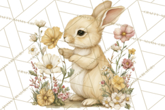 Vintage Spring Bunny Clipart, Whimsical Bunny Gardening Product Image 2
