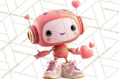 Valentine Robot Clipart PNG, Cute Valentine Robots, Kids Product Image 3
