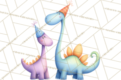 Dinosaur Birthday Clipart PNG, Watercolor Dino Birthday Product Image 3