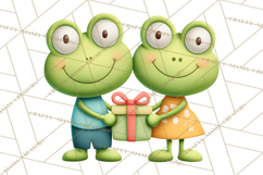 Cute Frog Couple Clipart, Baby Frogs Romantic Png Product Image 3