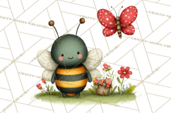 Happy Bug Friends Clipart, Ladybugs, Bees, Butterflies Png Product Image 4