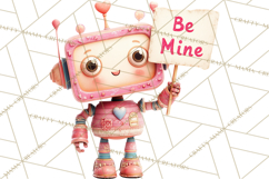 Valentine Robot Clipart PNG, Cute Valentine Robots, Kids Product Image 4
