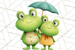 Cute Frog Couple Clipart, Baby Frogs Romantic Png Product Image 4