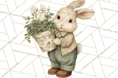 Vintage Spring Bunny Clipart, Whimsical Bunny Gardening Product Image 4