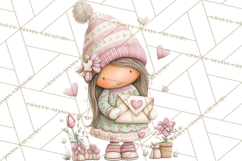 Valentine Gnome Clipart PNG, Gnome Girl Valentine Clip Art Product Image 5