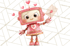 Valentine Robot Clipart PNG, Cute Valentine Robots, Kids Product Image 5