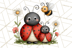 Happy Bug Friends Clipart, Ladybugs, Bees, Butterflies Png Product Image 5