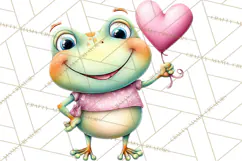Valentine Frog Clipart PNG, Cute Valentine Frogs, Kids Product Image 2
