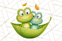 Cute Frog Couple Clipart, Baby Frogs Romantic Png Product Image 2