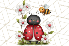 Happy Bug Friends Clipart, Ladybugs, Bees, Butterflies Png Product Image 2