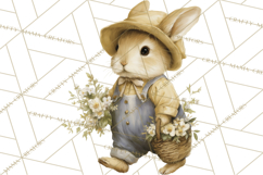 Vintage Spring Bunny Clipart, Whimsical Bunny Gardening Product Image 2