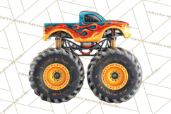 Monster Truck Birthday Party Clipart, Racing Celebration Png Product Image 2
