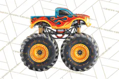 Monster Truck Birthday Party Clipart, Racing Celebration Png Product Image 2