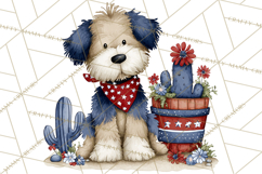 Patriotic Western Clipart, Whimsical Red White Blue Desert Product Image 2