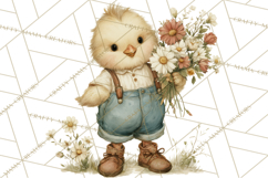 Vintage Spring Chicks Clipart, Cute Baby Chick Gardening Product Image 2