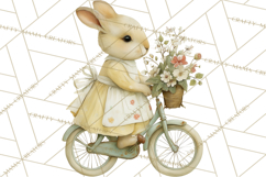Vintage Spring Bunny Clipart, Whimsical Bunny Gardening Product Image 3