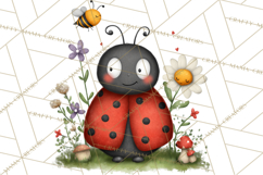 Happy Bug Friends Clipart, Ladybugs, Bees, Butterflies Png Product Image 3