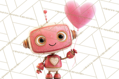 Valentine Robot Clipart PNG, Cute Valentine Robots, Kids Product Image 3