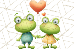 Cute Frog Couple Clipart, Baby Frogs Romantic Png Product Image 3