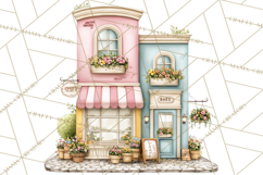 Watercolor Spring Town Clipart, Whimsical Pastel Village Product Image 3