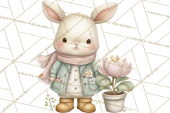Spring Garden Animals Clipart, Cute Pastel Bunny Chick Lamb Product Image 3