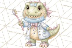 Dinosaur Dentist Clipart Cute Pediatric Dental PNG Product Image 4