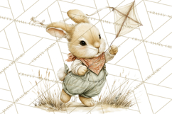 Vintage Spring Bunny Clipart, Whimsical Bunny Gardening Product Image 5