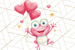 Valentine Frog Clipart PNG, Cute Valentine Frogs, Kids Product Image 5