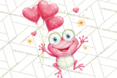 Valentine Frog Clipart PNG, Cute Valentine Frogs, Kids Product Image 5