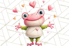 Valentine Frog Clipart PNG, Cute Valentine Frogs, Kids Product Image 2