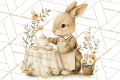 Vintage Spring Bunny Clipart, Whimsical Bunny Gardening Product Image 2