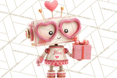 Valentine Robot Clipart PNG, Cute Valentine Robots, Kids Product Image 2