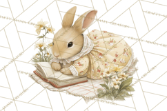 Vintage Spring Bunny Clipart, Whimsical Bunny Gardening Product Image 3