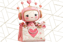 Valentine Robot Clipart PNG, Cute Valentine Robots, Kids Product Image 4