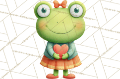 Cute Frog Couple Clipart, Baby Frogs Romantic Png Product Image 4